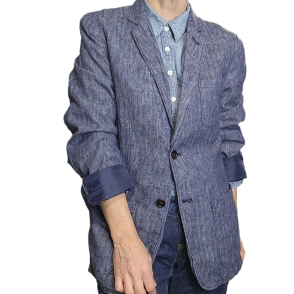 Unisex Blazer Linen cotton blend blue color Size S-M GOODFELLOW
